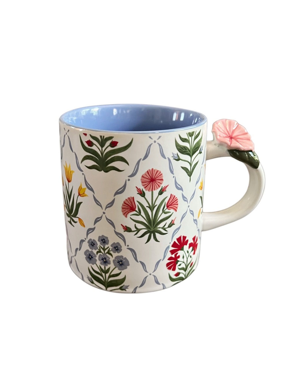 Floral Ceramic 16oz Gift Mug with Pink Flower Handle
